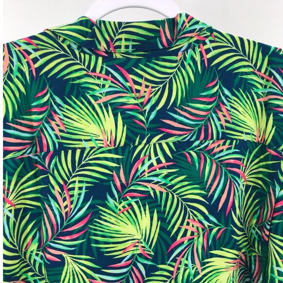 Lands' End Tropical Palm Print Short Sleeve Button Down Shirt 4XL Ecovero - Picture 5 of 8